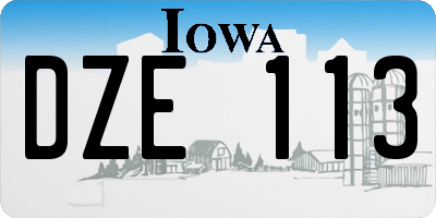 IA license plate DZE113