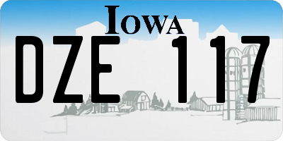 IA license plate DZE117