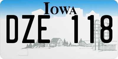 IA license plate DZE118