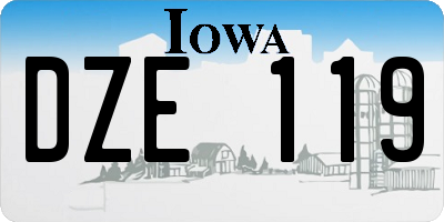 IA license plate DZE119