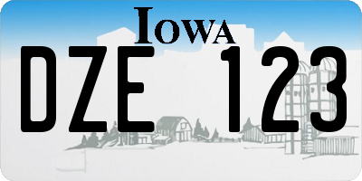 IA license plate DZE123