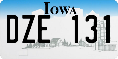 IA license plate DZE131