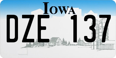 IA license plate DZE137