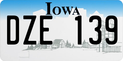 IA license plate DZE139