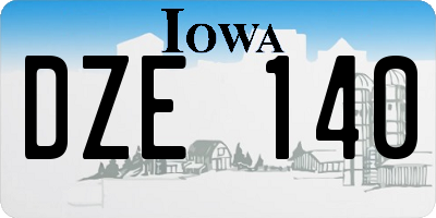 IA license plate DZE140