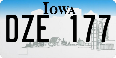 IA license plate DZE177