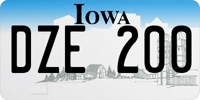 IA license plate DZE200