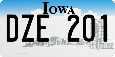 IA license plate DZE201