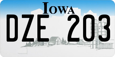 IA license plate DZE203