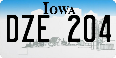 IA license plate DZE204