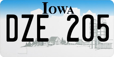 IA license plate DZE205