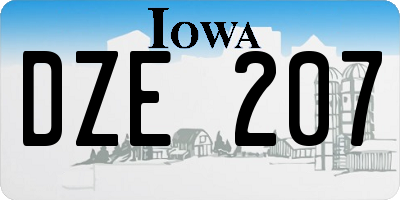 IA license plate DZE207