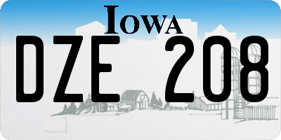 IA license plate DZE208