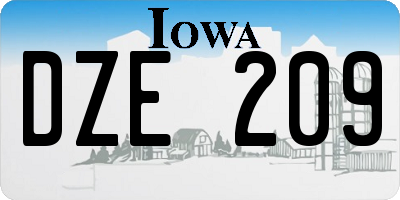 IA license plate DZE209