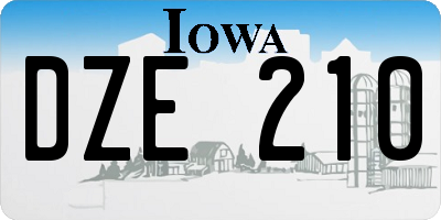 IA license plate DZE210