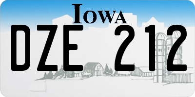IA license plate DZE212