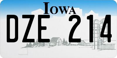 IA license plate DZE214