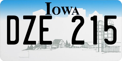 IA license plate DZE215