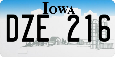 IA license plate DZE216