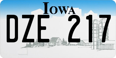 IA license plate DZE217