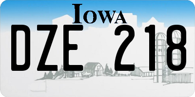 IA license plate DZE218