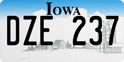 IA license plate DZE237