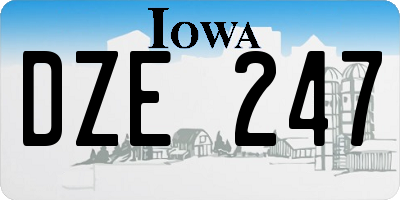 IA license plate DZE247