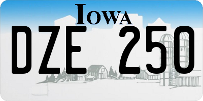 IA license plate DZE250