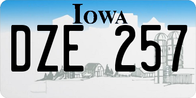 IA license plate DZE257