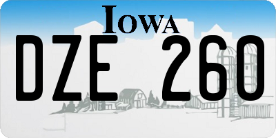 IA license plate DZE260