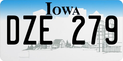 IA license plate DZE279