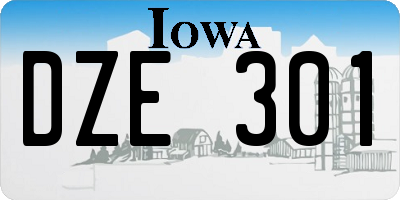 IA license plate DZE301