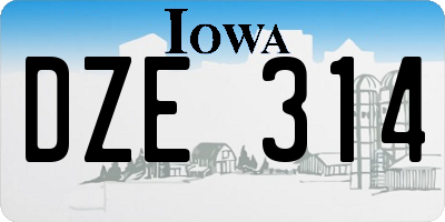 IA license plate DZE314