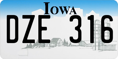 IA license plate DZE316