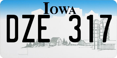 IA license plate DZE317