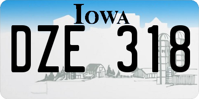 IA license plate DZE318