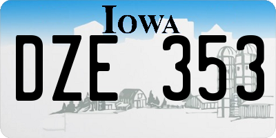 IA license plate DZE353