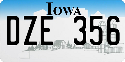 IA license plate DZE356