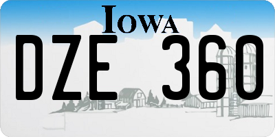 IA license plate DZE360