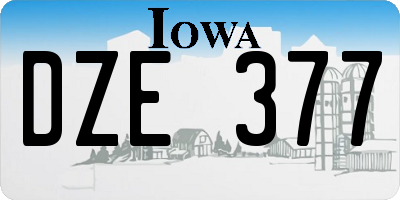 IA license plate DZE377