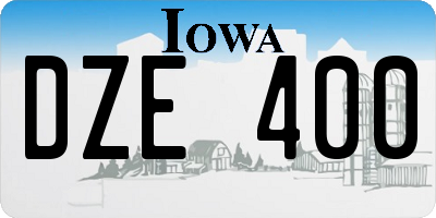 IA license plate DZE400