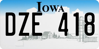 IA license plate DZE418