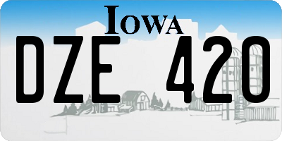 IA license plate DZE420