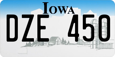 IA license plate DZE450