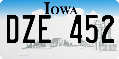 IA license plate DZE452