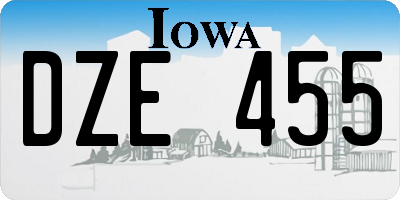 IA license plate DZE455