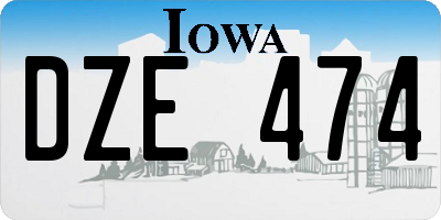 IA license plate DZE474