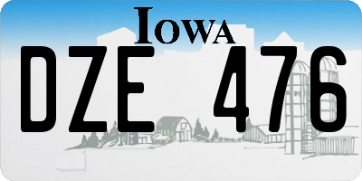 IA license plate DZE476
