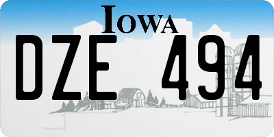 IA license plate DZE494
