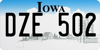 IA license plate DZE502